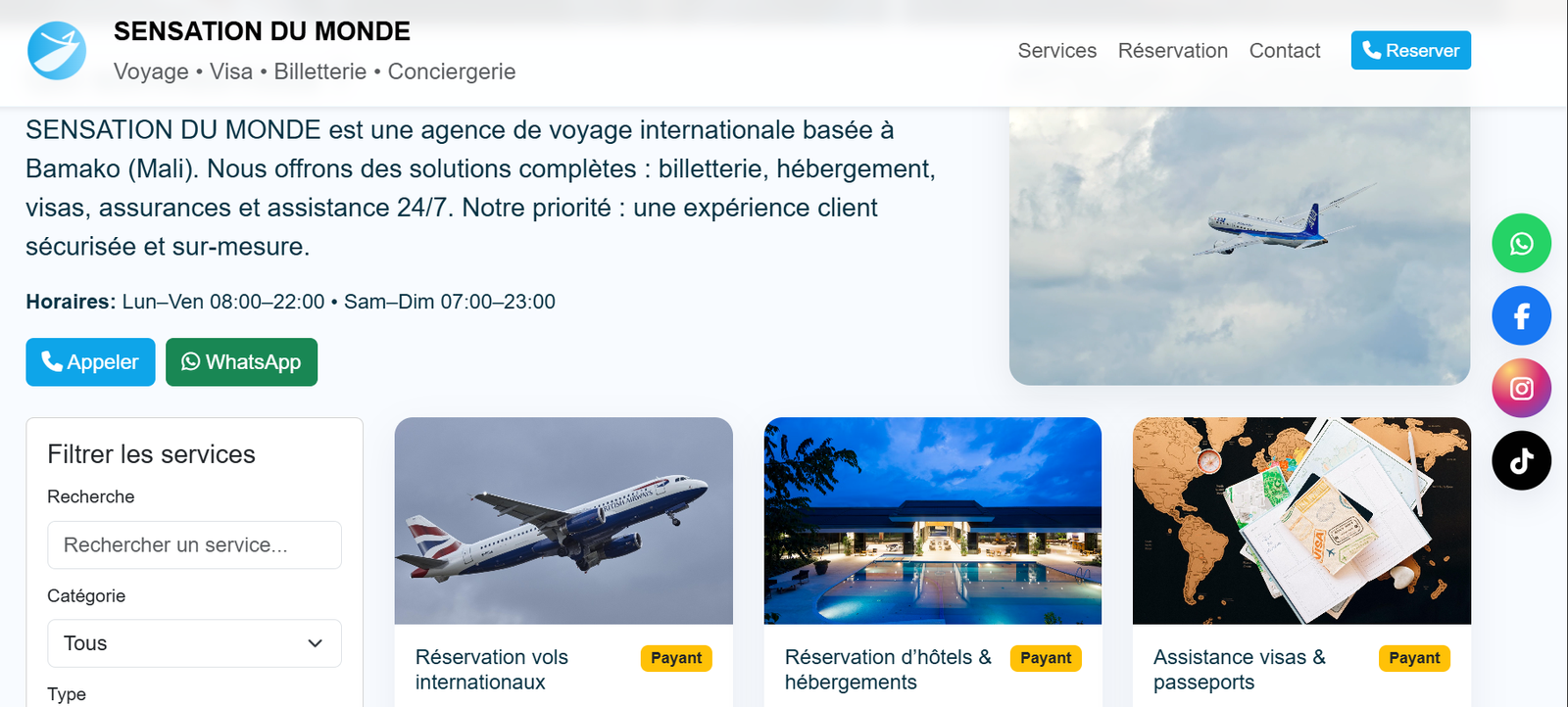 Site agence de voyage